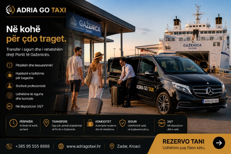 Arrini në port në kohë dhe pa stres. ADRIA GO TAXI kujdeset për çdo detaj të udhëtimit tuaj.