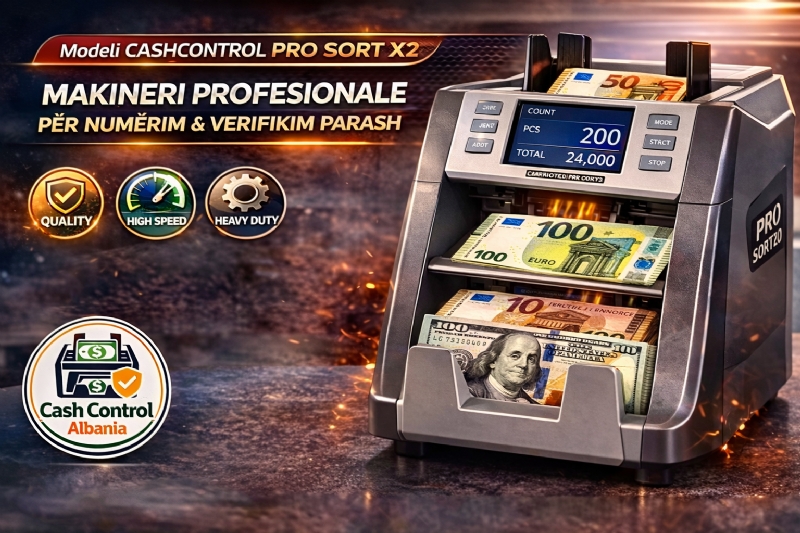 Pajisje profesionale moderne cash, Model CASHCONTROL PRO SORT X2 nga CASH CONTROL ALBANIA, numerim inteligjent, pajisje automatike, makineri parash smart, numerim efikas, numerues i avancuar, makineri lekesh per numerim te shpejte