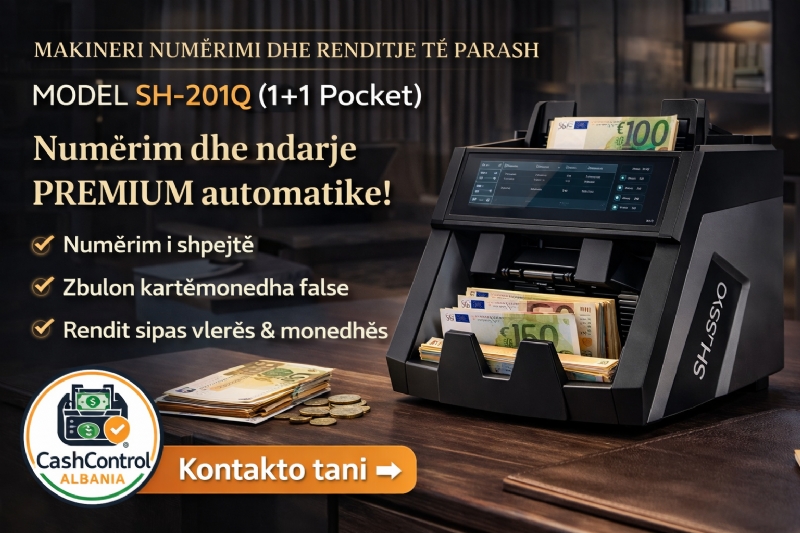 Makineri numerimi Modeli SH-201Q nga Cash Control Albania, numerues per volum te larte, pajisje cash intensive, paisje numerim i vazhdueshem, pajisje profesionale cash, numerues industrial per leket, pajisje bankare cash, numerim i avancuar