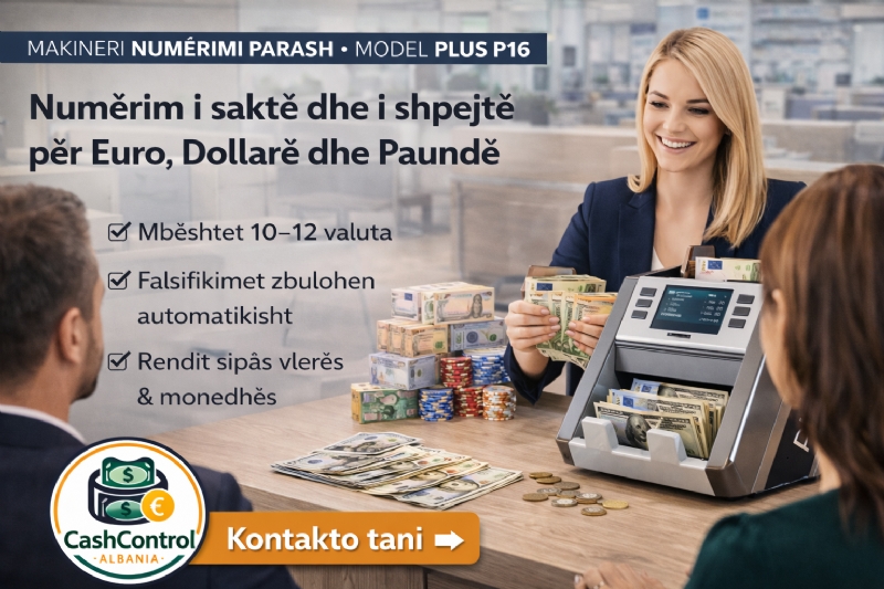 Makineri Numerimi Parash, Modeli PLUS P16 nga Cash Control Albania, makineri leku per banka, pajisje leku per kembimore, numerues parash kazino, pajisje leku per markete, numerues leku per biznes, numerues leku profesional