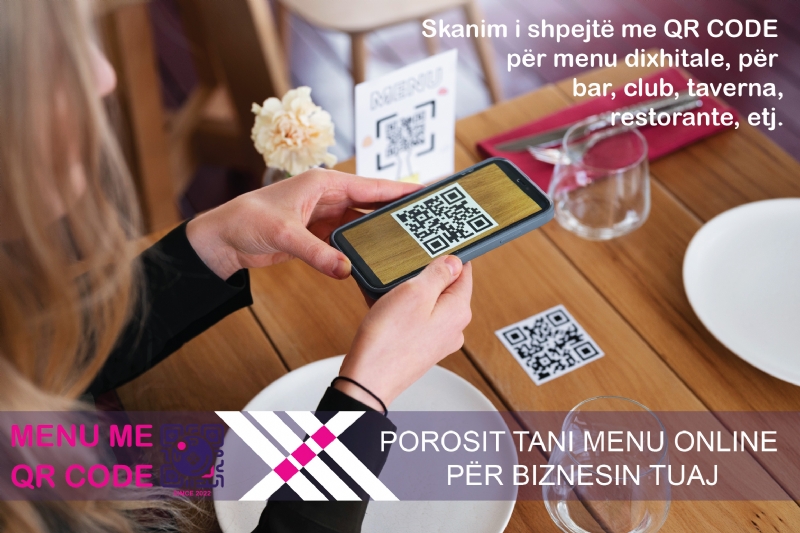 Personalizim menu per biznese, Aksesore restoranti me QR Code, Sticker adeziv me QR Code, Dua menun me QR Code, Kerkoj QR Code per menu lokali, QR Code me lidhje direkte, Skanim menu me QR personal, Menu dixhitale per club