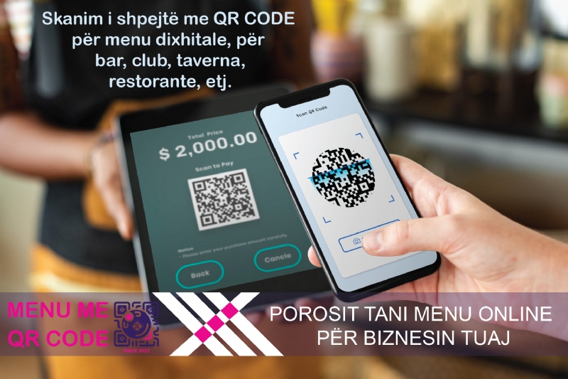 Menu QR per piceri, menu QR per resort, menu QR per street food, menu QR per taverna, menu QR restorant, menu QR shqip, ndryshim cmimesh ne menu online, online menu, platforme menu online, printim QR Code, mbajtese QR Code