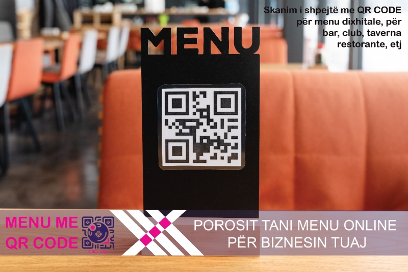 Platforme menu online, program per menu online, printim QR Code, QR Code akrilik, QR Code custom, QR Code professional, QR Code dizajn profesional, QR Code plexi, QR Code stand, QR generator menu, QR menu stand