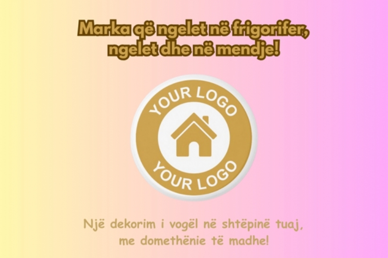 magnet frigoriferi me logo, magnet promocional, magnet me personalizim, magnet biznesi, magnet druri i loguar, magnet per reklamim, magnet promocional per frigorifer, magnet me dizajn dhe logo, magnet aksesor promocional 