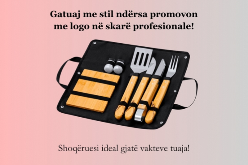 set skare me logo, sete skare promocionale, set gatimi i personalizuar, set skare i loguar, sete gatimi dhurate biznesi, sete premium per grill, sete promocionale verore, sete skare profesionale, set gatimi me logo