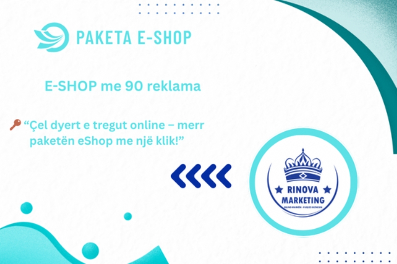 E-SHOP me 90 reklama dhe Profil biznesi me domain në platformën Panairi Online me SEO ne Google, Dyqan per shitje online, marketing dixhital per e shop, agjenci marketing online per e shop, kompani marketing dixhital