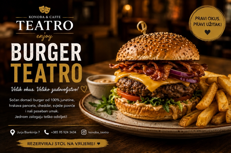 Teatro Burger u Zadru – 100% govedina, hrskava slanina i okus zbog kojeg se vraćate po još