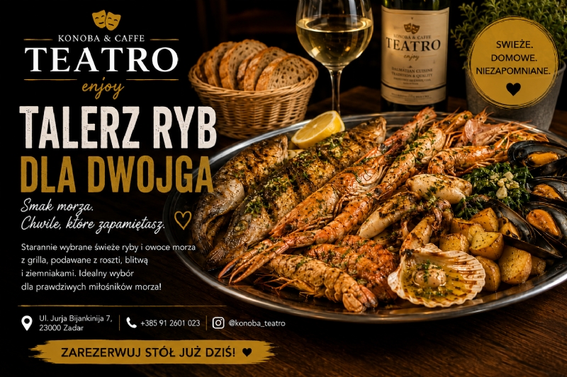 Talerz ryb dla dwojga w Zadarze – świeże owoce morza i smak, który zostaje w pamięci