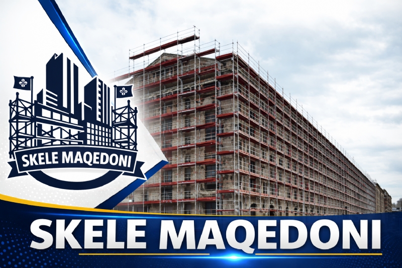 sistem profesional skelash per ndertim, skela industriale per projekte te medha, skela te sigurta per punime ne lartesi, skela per montim izolimi fasade, skela per restaurim pallatesh, skela per renovim objektesh, skela per kompani fasade dhe ndetimi