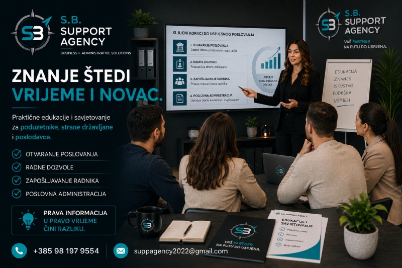 Znanje štedi vrijeme i novac – edukacije i savjetovanja za poduzetnike, poslodavce i strane državljane