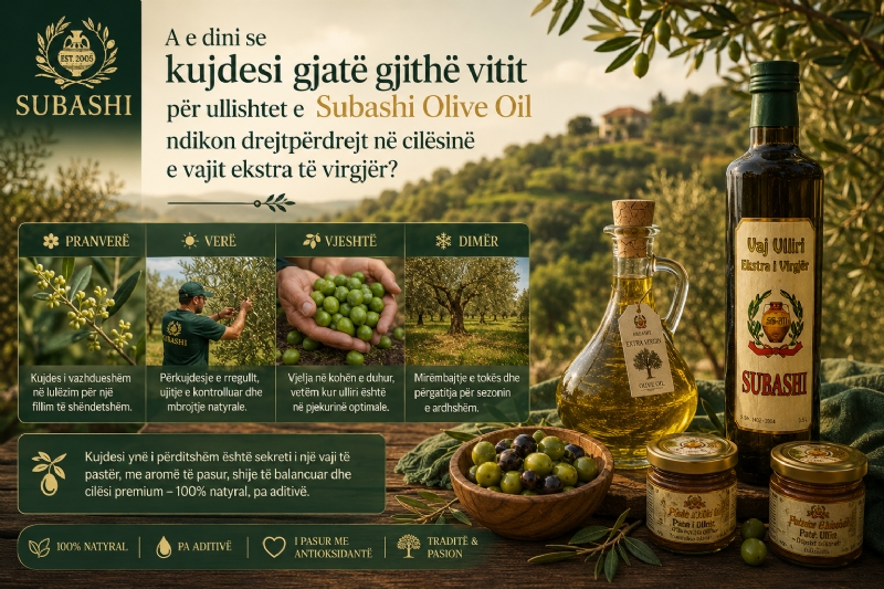 A e dini se kujdesi gjatë gjithë vitit për ullishtet e Subashi Olive Oil ndikon drejtpërdrejt në cilësinë e vajit ekstra të virgjër?