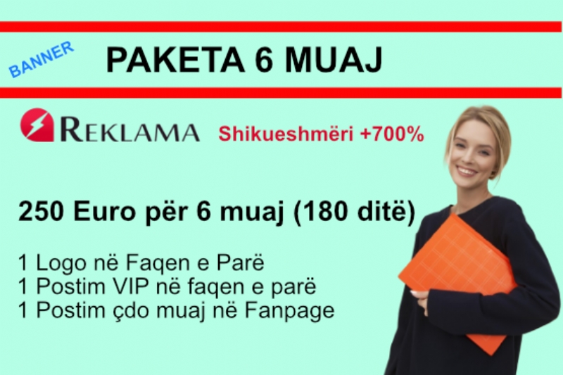 BANNER NE FAQEN E PARE në Platformën Reklamashqip.com